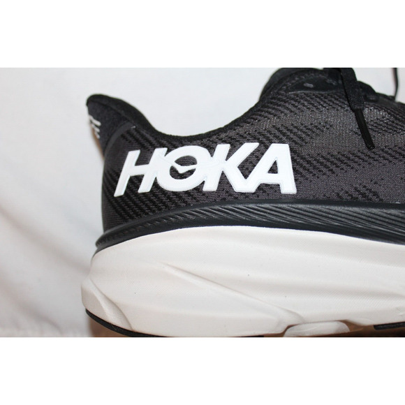 NIB HOKA ONE ONE‎ MEN'S CLIFTON 9 BWHT BLACK WHITE RUNNING SNEAKERS - Picture 5 of 7